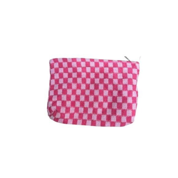 Pink Checkered Makeup Bag - Picture 1 of 2